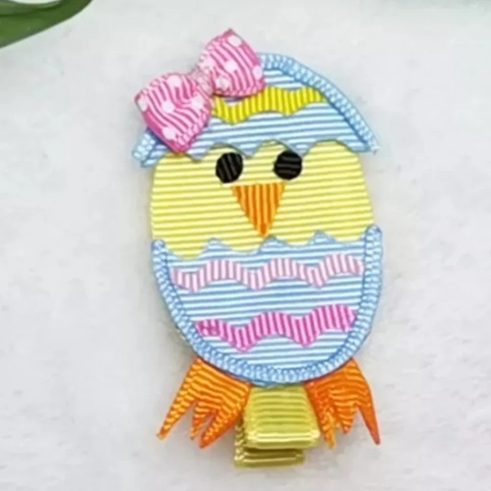 Easter Egg Chick Girls 2.5-Inch Hair Bow Clip